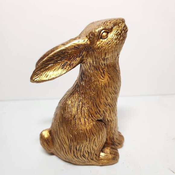 Gold Tone Easter Bunny Rabbit Figurine Target Retro Antique Style Bullseye Decor - Picture 10 of 12